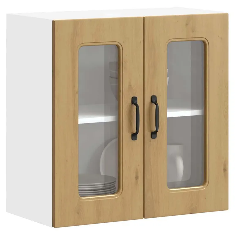 Küchen-Hängeschrank mit Glastür Kalmar Artisan-Eiche Holzwerkstoff