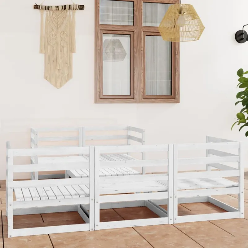 6-tlg. Garten-Lounge-Set bianco legno massiccio pino