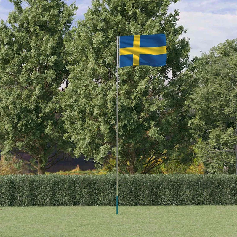 Flagge Schwedens mit Mast 5,5 m Aluminium