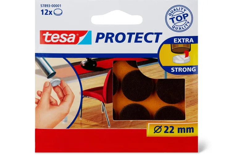 tesa Filzgleiter Protect Ø 22 mm 12 pezzi, marrone