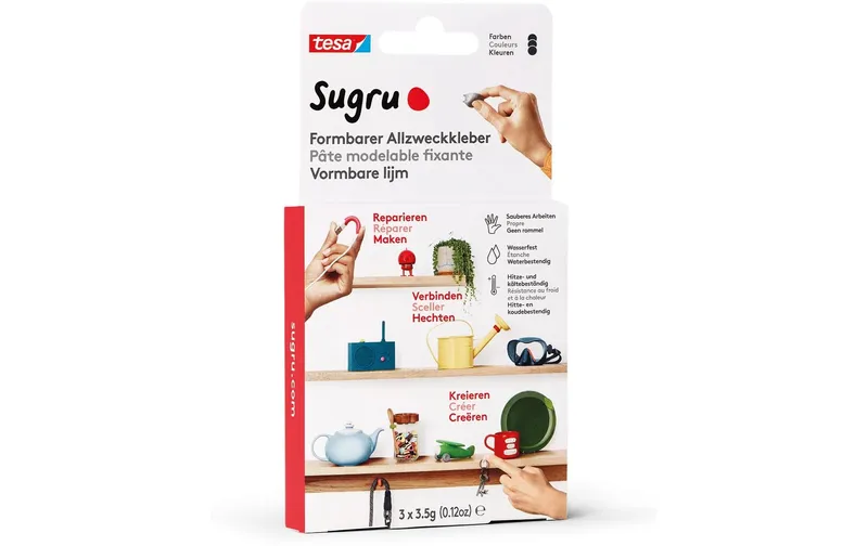 Sugru by Tesa Formbarer Allzweckkleber 3 x 3,5 g, noir