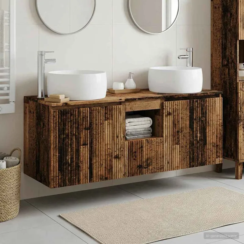 Badezimmerschrank-Set 3 stk. Altholz 49,5 x 44,5 x 66 cm