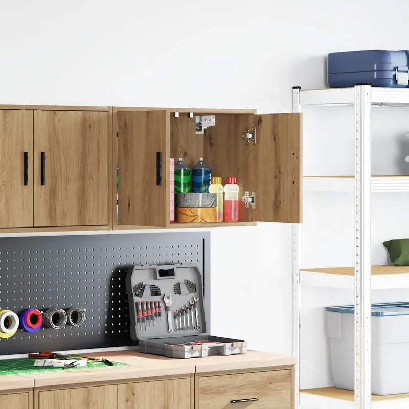 Armoire murale de garage chêne artisanal bois d'ingénierie