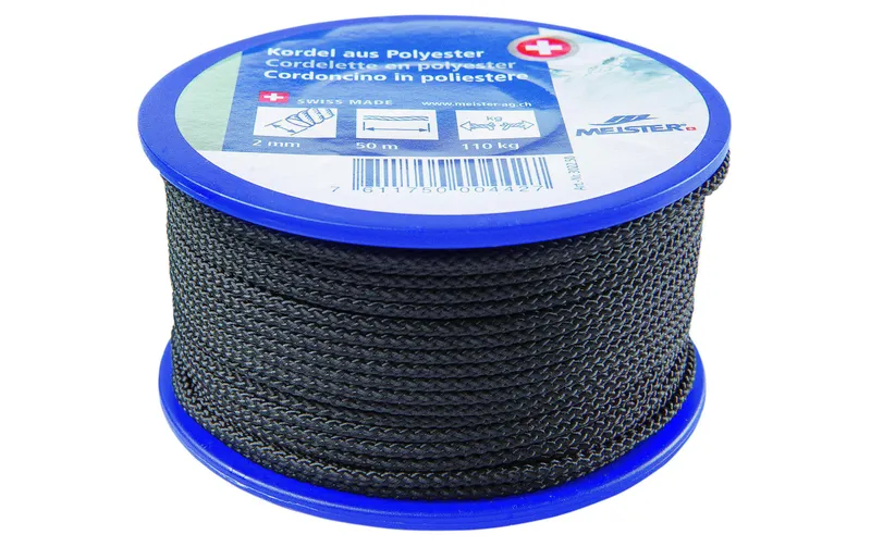 Meister Kordel Ø 2 mm, 50 m, 80 kg, noir