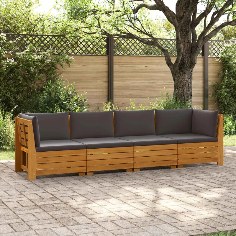 4 Stk. Outdoor-Sofagarnitur Massivholz Akazie Braun