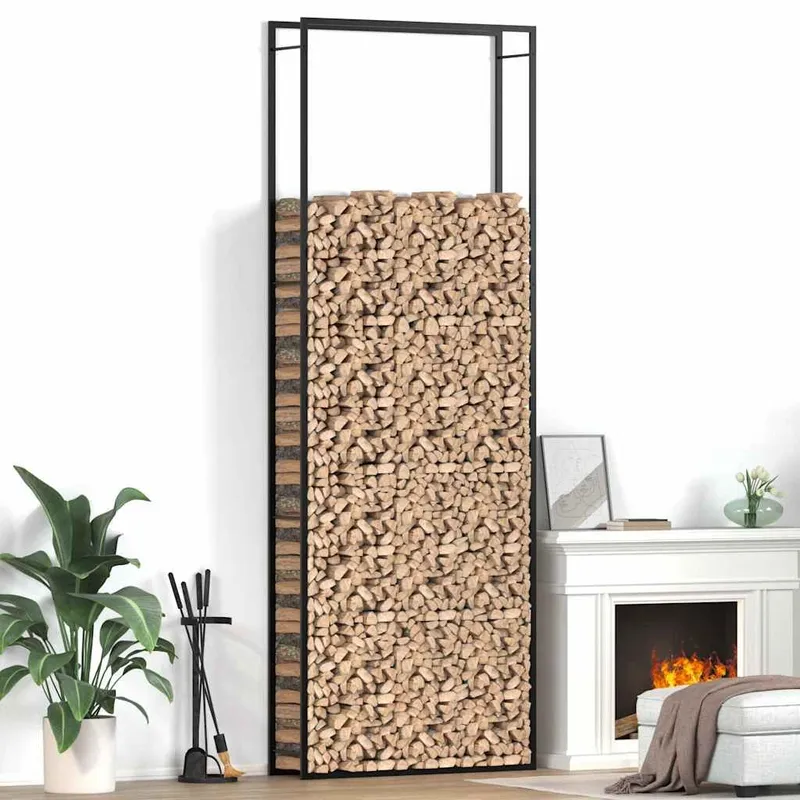 Brennholzregal Mattschwarz 110x28x312 cm Stahl