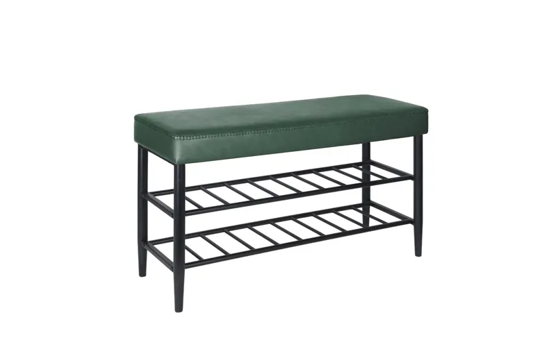 relaxdays Schuhbank mit zwei Ablagen 80 x 50 cm, green/black