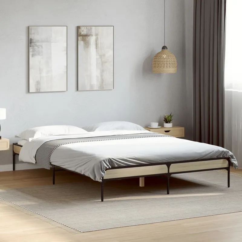 Bettgestell Sonoma-Eiche 140x190 cm derivato del legno und Metall