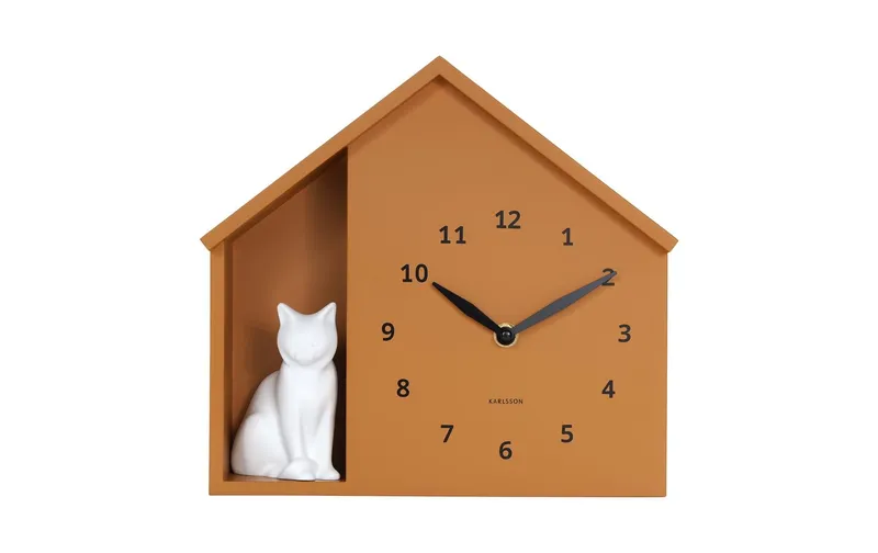 KARLSSON Wanduhr Wall clock Sitting Cat Ochre Yellow