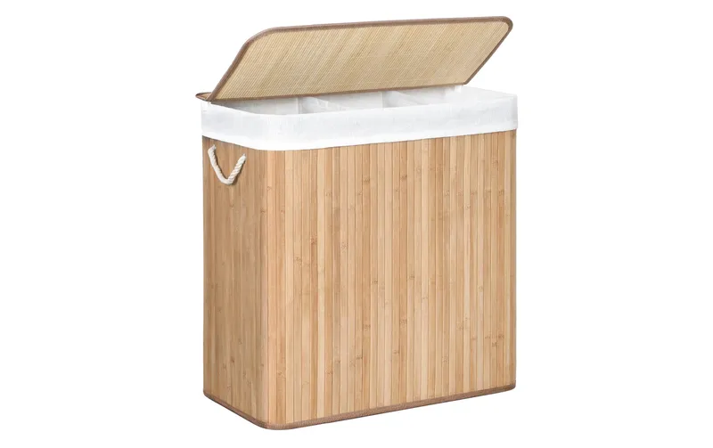 Songmics Wäschekorb mit Deckel 150 l, naturale