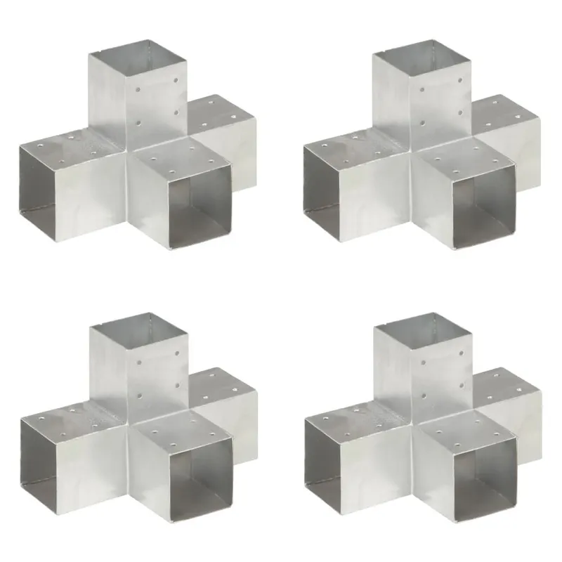 Connecteurs de poteau 4 pcs Forme en X Métal galvanisé 91x91 mm