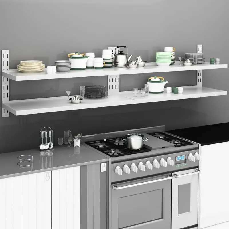 Schwebescaffalee con 2 Böden 2 pz. acciaio inox 240x30 cm