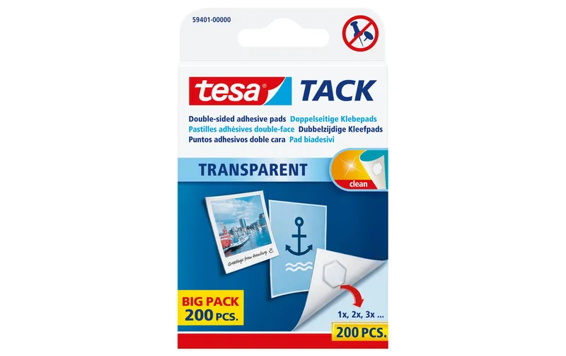 tesa Klebepad TACK 200 pièces, transparent