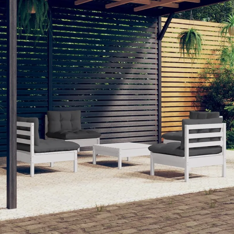 5-tlg. Garten-Lounge-Set mit antracite Kissen Kiefernholz