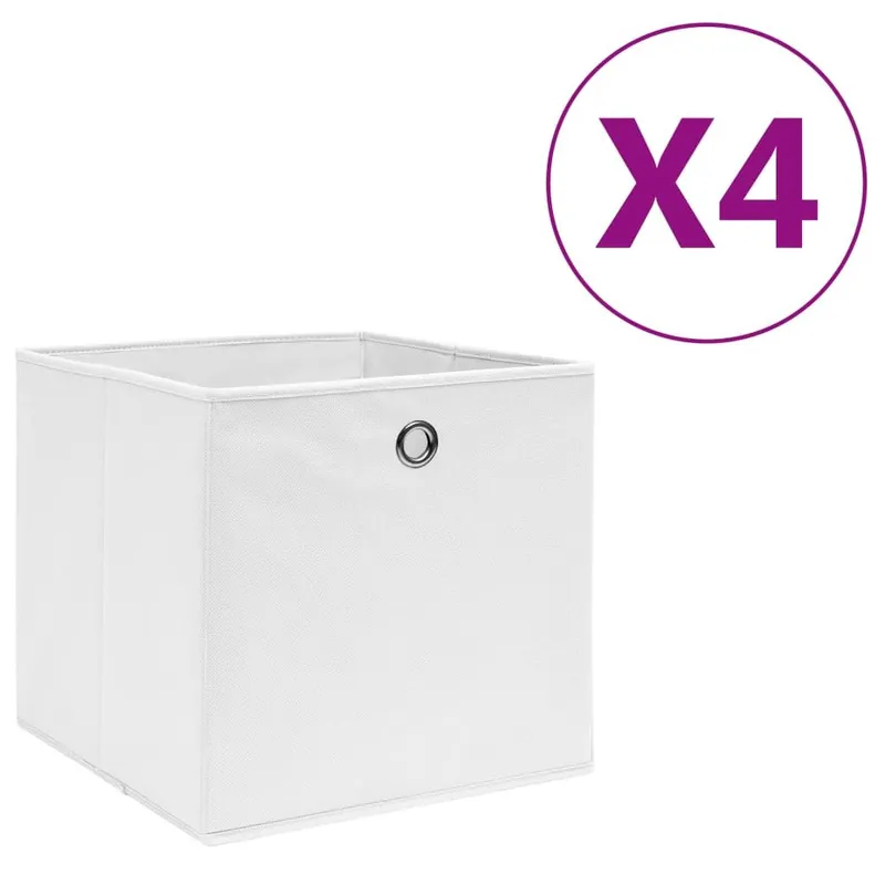 Boîtes de rangement 4 pcs Tissu intissé 28x28x28 cm Blanc
