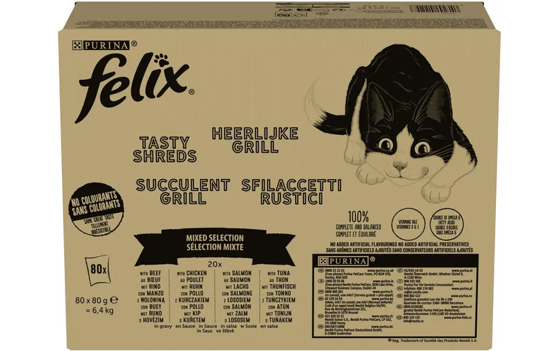 Felix Nassfutter Tasty Shreds Mix, 80 x 80g