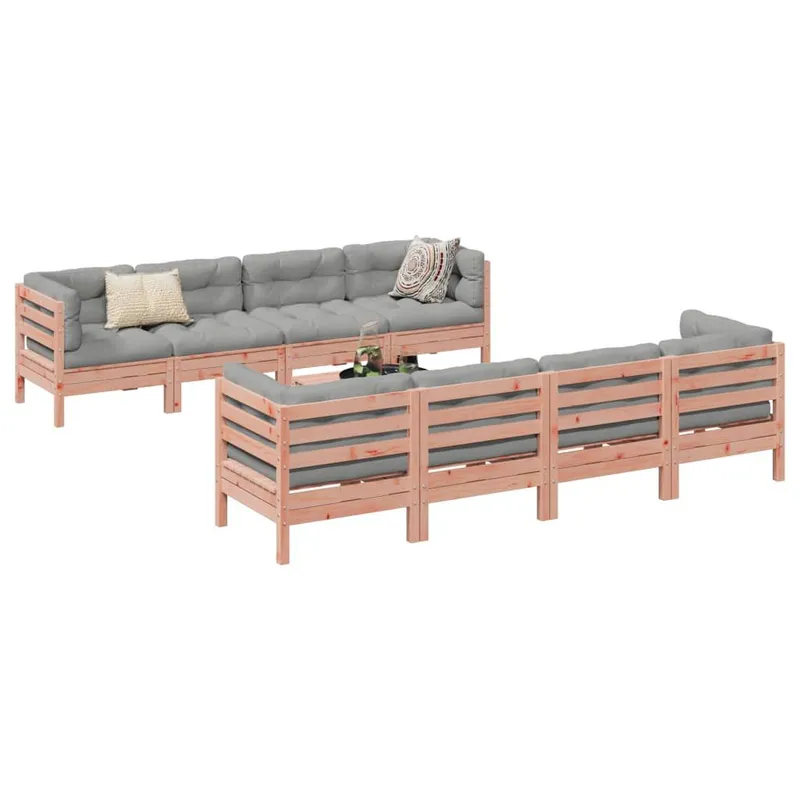 9-tlg. Garten-Sofagarnitur mit Kissen Massivholz Douglasie