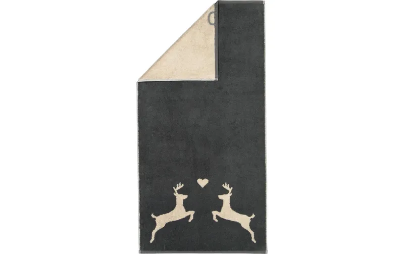 Cawö Duschtuch Alpenchic Edition Hirsch 70 x 140 cm, Beige/Granit