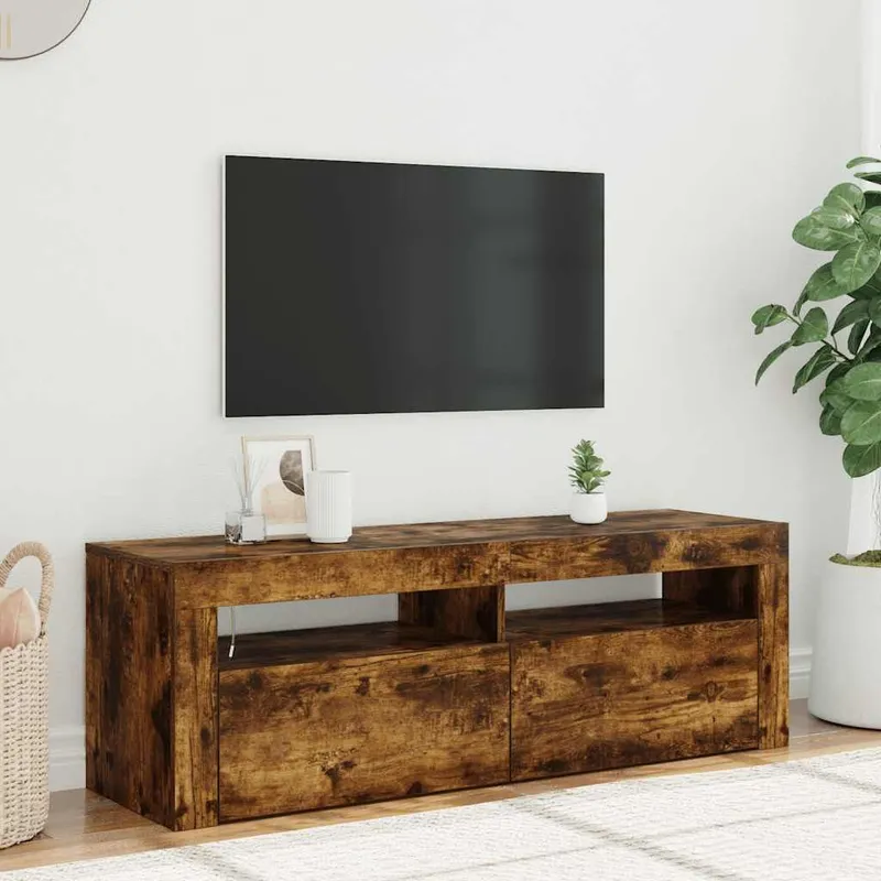 TV-Schrank mit LED-Leuchten Räuchereiche 120x35x40 cm