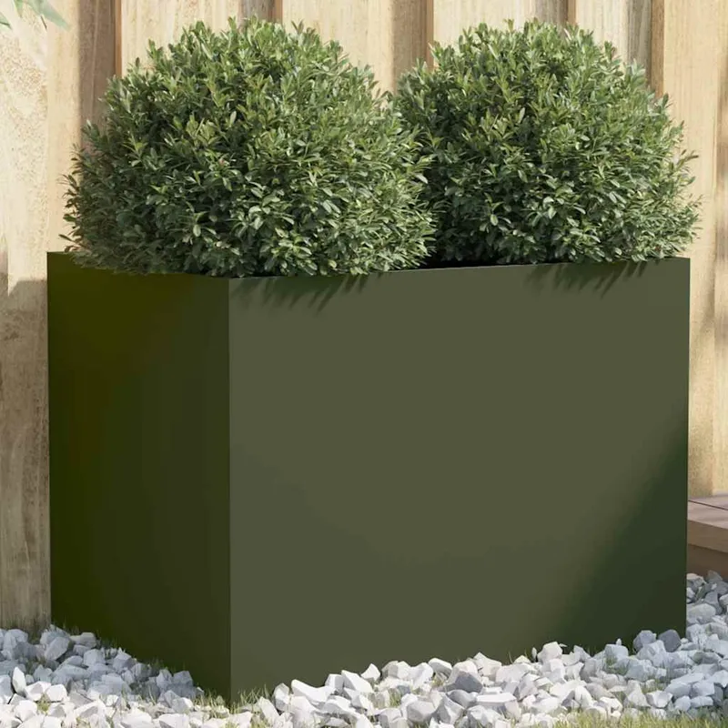 Pflanzkübel Olivgrün 62x47x46 cm Stahl