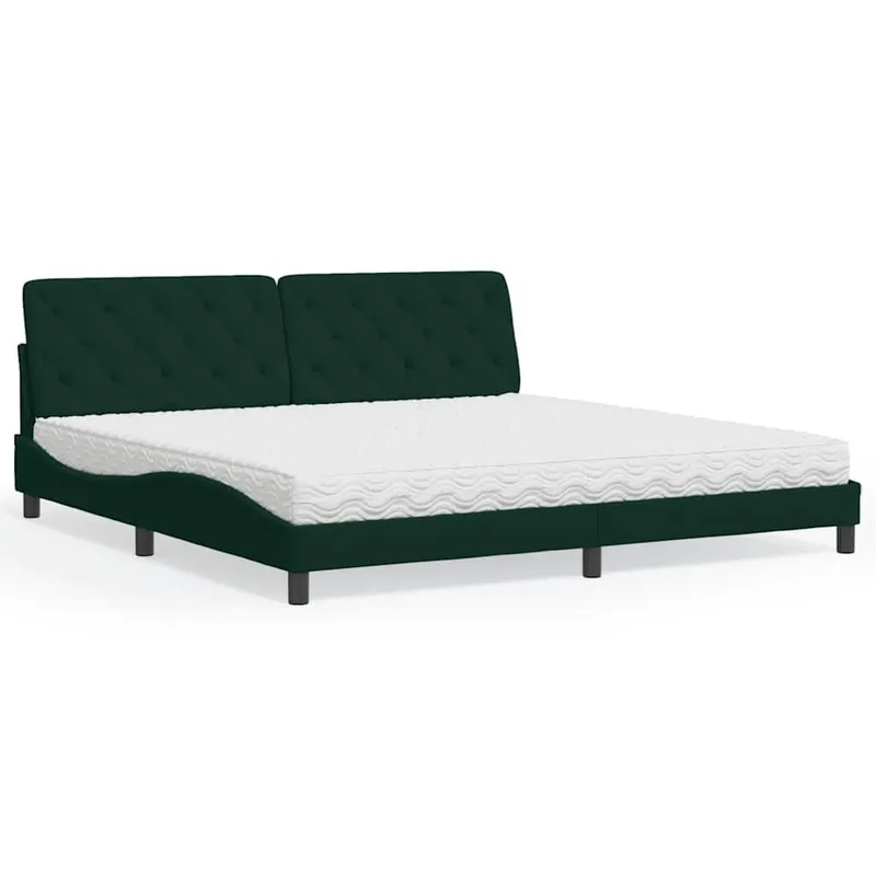 letto con materasso verde scuro 200x200 cm velluto