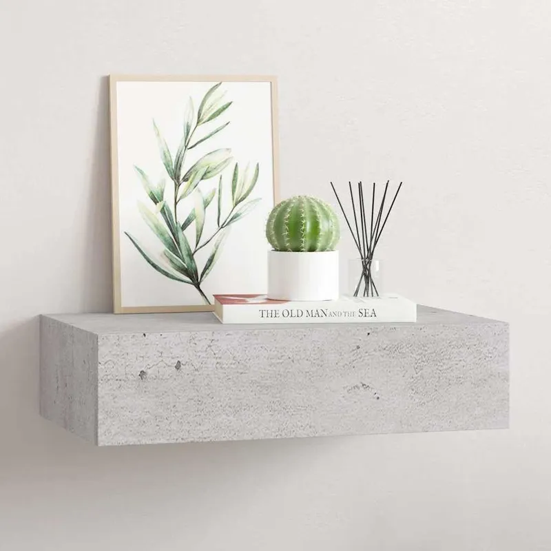 Wandshelf with Schublade concrete grey 40x23,5x10 cm MDF
