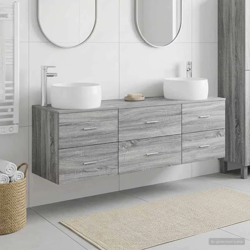 Badezimmermöbel-Set 3 stk. grigio Sonoma 49,5 x 44,5 x 66 cm