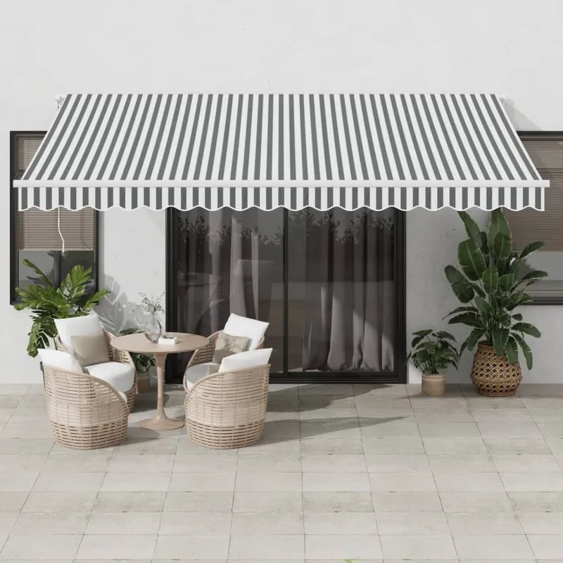 Markise Manuell mit LED Anthrazit & Weiß 450x350 cm
