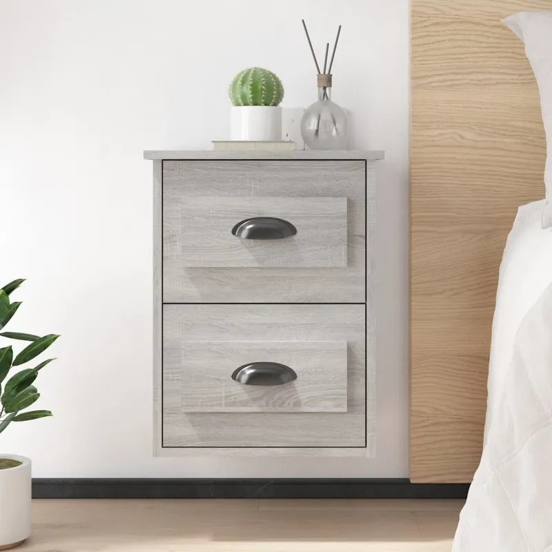 Wand-Nachttische 2 Stk. grigio Sonoma 41,5x36x53 cm