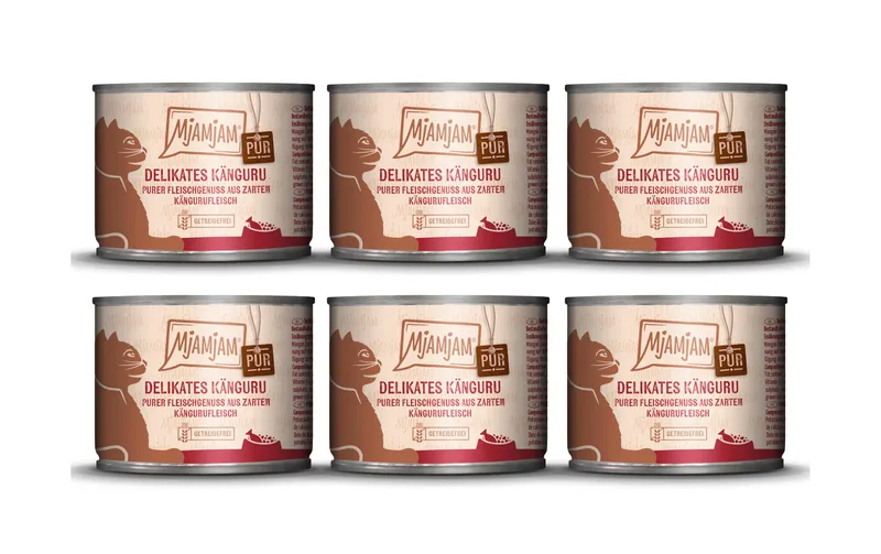 Mjamjam Nassfutter Dose Känguru pur, 6 x 200 g