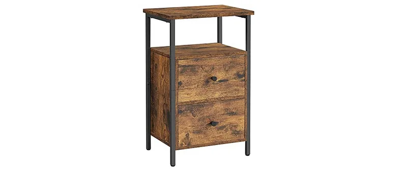 VASAGLE Nachttisch mit 2 Schubladen 38 x 28 x 60 cm, black/brown