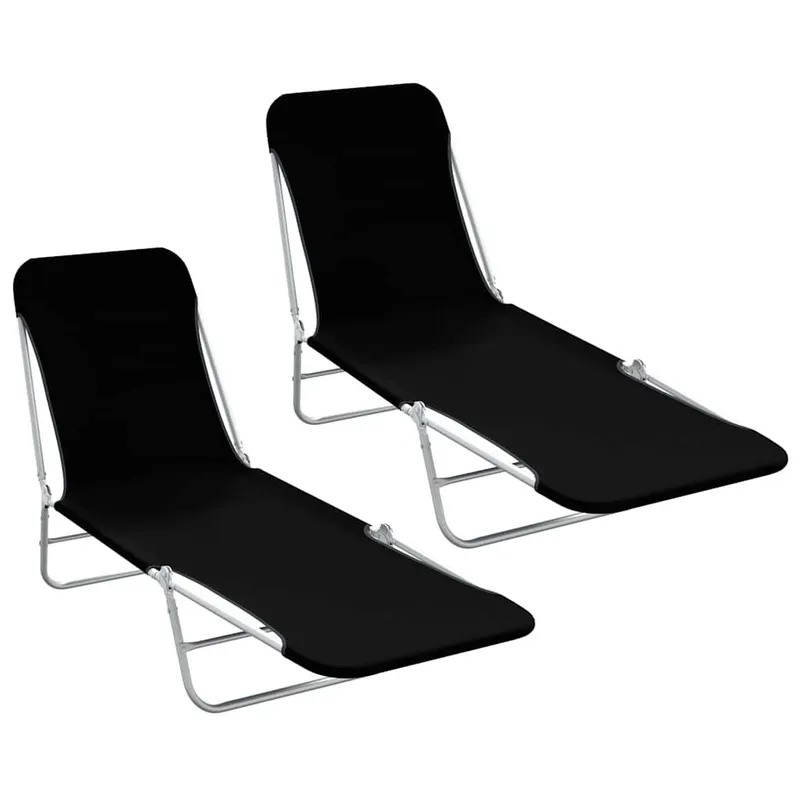 Klappliegen 2 Stk. Stahl und Stoff Schwarz