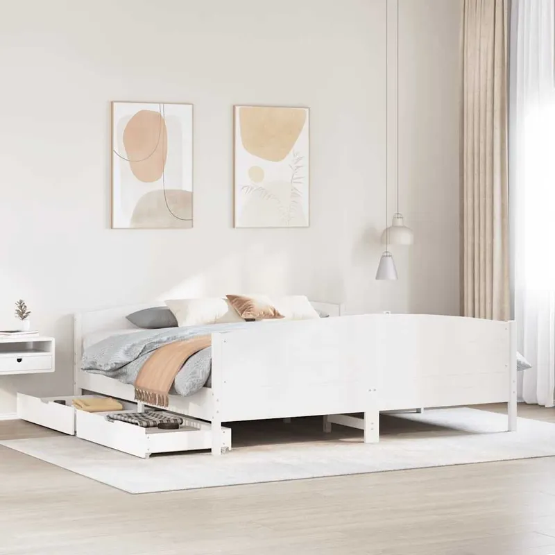 letto in legno massiccio senza materasso bianco 160x200 legno di pino