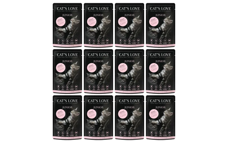Cat's Love Nassfutter Junior Huhn, 12 x 85 g