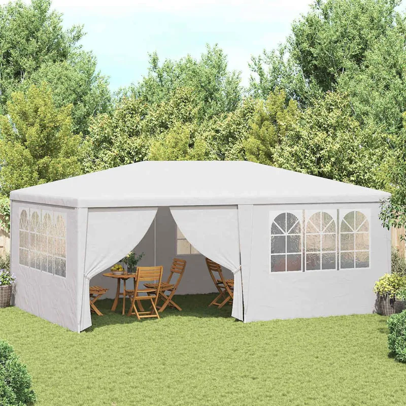 Profi-Partyzelt mit Seitenwänden 4×6 m Weiß 90 g/m²