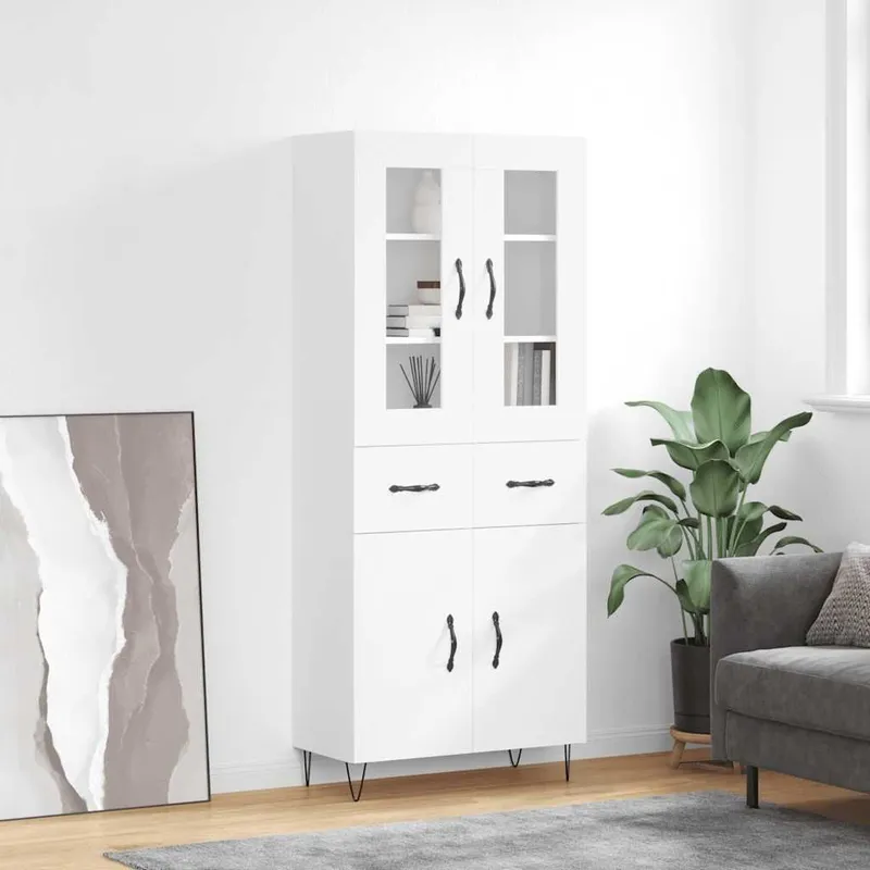 Highboard bianco 69,5x34x180 cm derivato del legno
