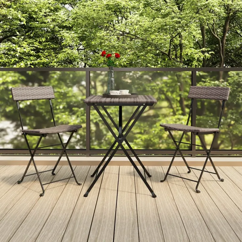 3-tlg. Bistro-Set Klappbar grigio Poly Rattan