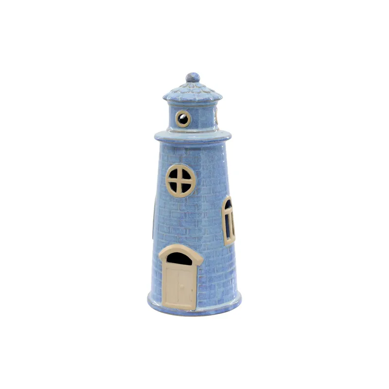 Chic Antique Aufsteller Leuchtturm mit LED 27 cm, blu
