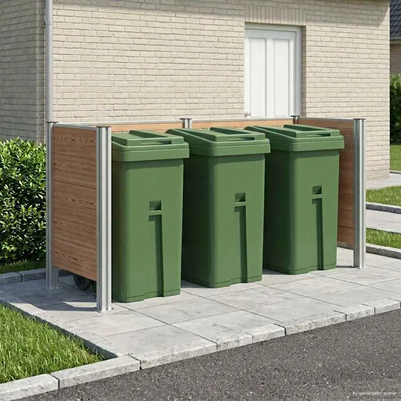 Mülltonnenzaun Braun 237 x 85 x 115 cm Aluminium and WPC