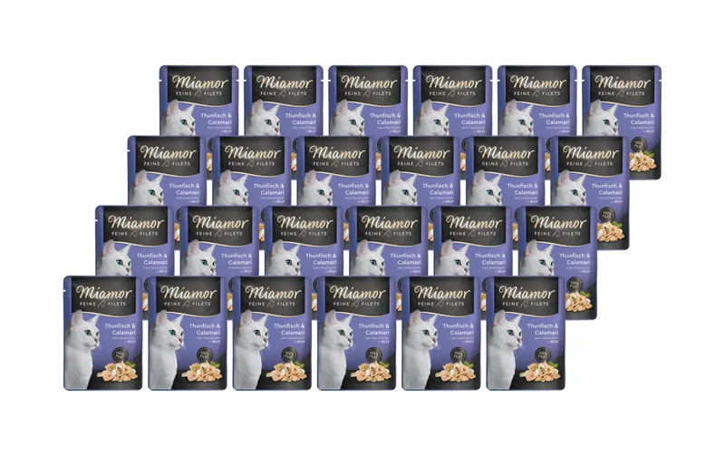 Miamor Nassfutter Feine Filets Thun & Calamari in Gelée, 24 x 100 g