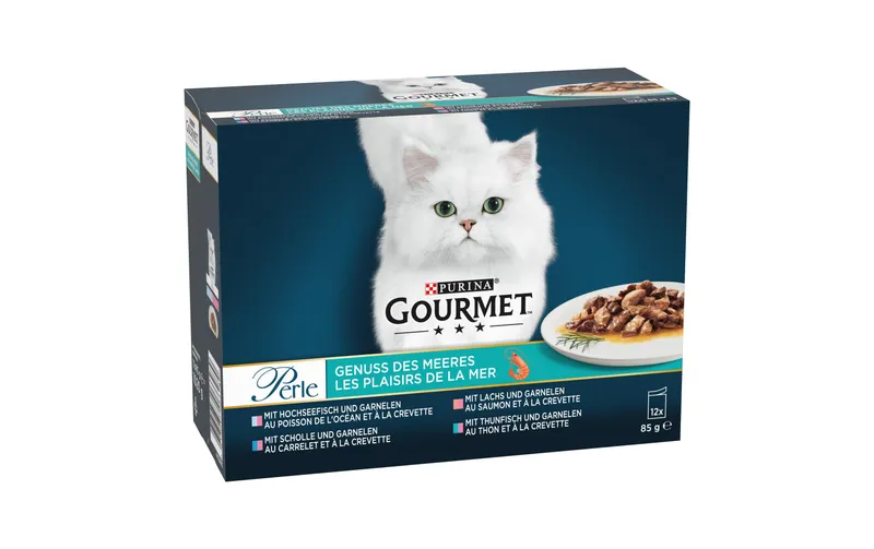 Purina Gourmet Nassfutter Gourmet Perle Genuss des Meeres Fisch, 12 x 85g