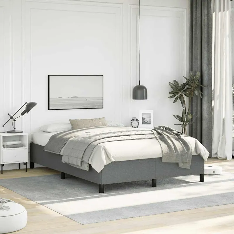 struttura letto senza materasso grigio scuro 137x190 cm tessuto