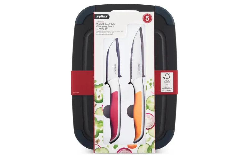 Zyliss Schneidebrett-Set avec Messer, 3-teilig 21.5 cm x 30 cm