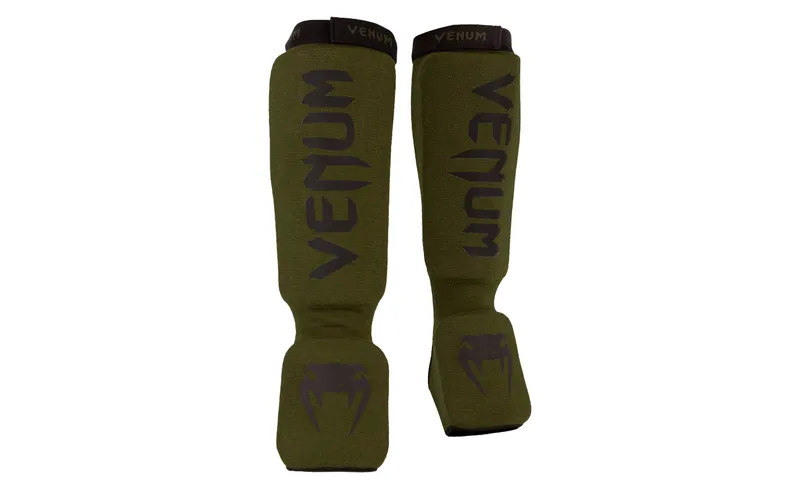 Venum Kontact Shin Guards Schwarz/Olivgrün, XL