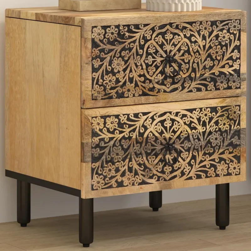 Nachttisch 40x33x46 cm Massivholz Mango