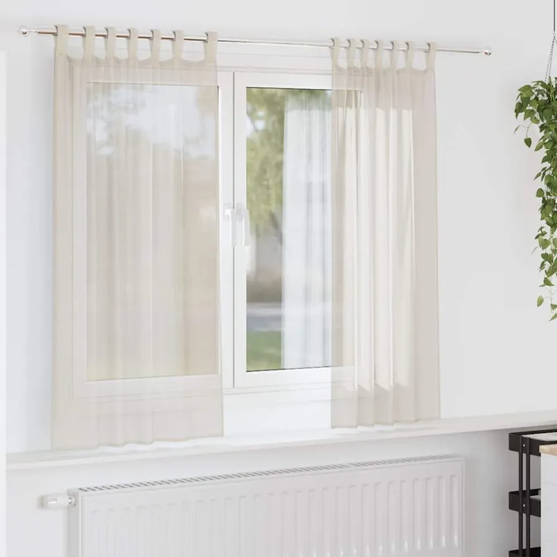 Voile Vorhänge mit Lasche 2 Stk. Creme