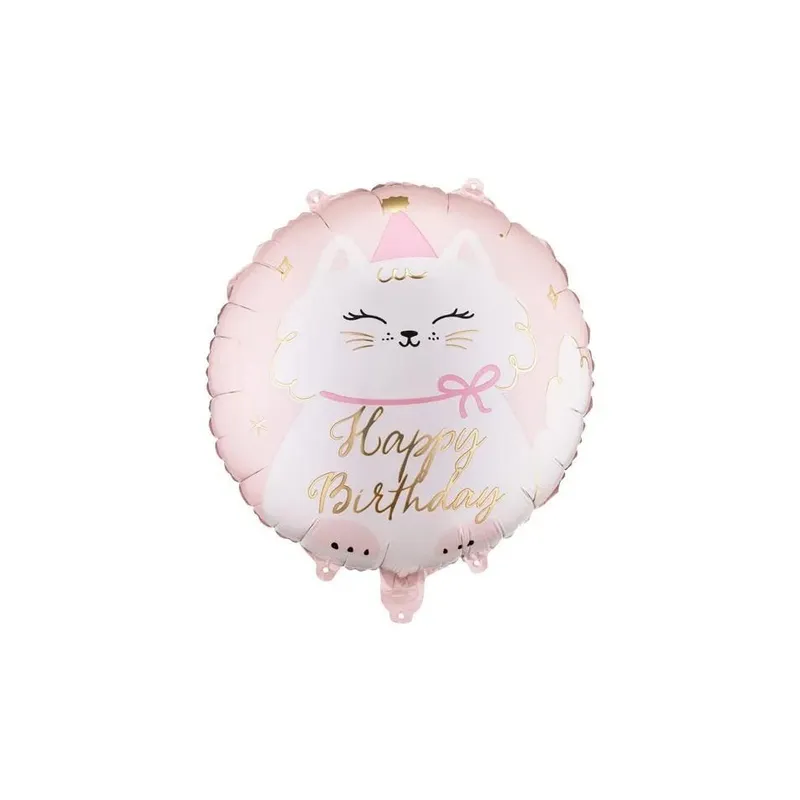 Partydeco PartyDeco Folienballon Scheibe Kätzchen Mehrfarbig/Hellrosa