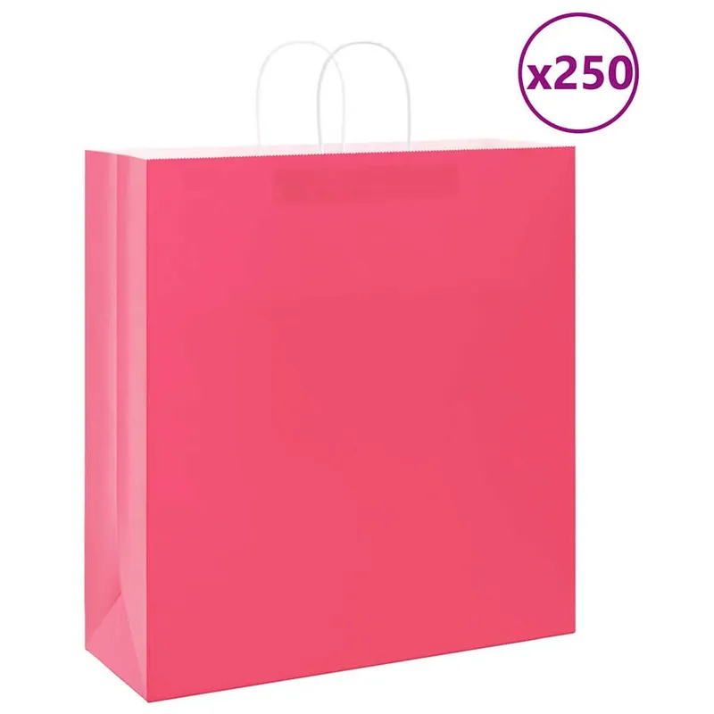 Papiertragetaschen 250 Stk. mit Henkeln Rosa 45x17x48 cm