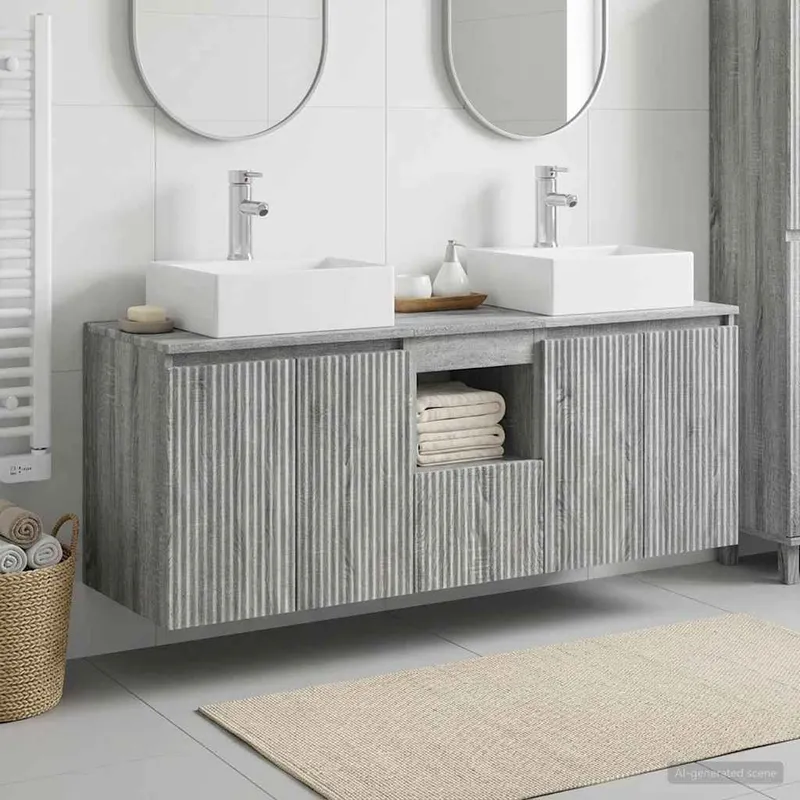 Badezimmerschrank-Set 3 stk. grey Sonoma 49,5 x 41 x 62,5 cm
