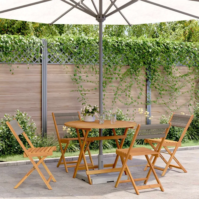 5-tlg. Garten-Essgruppe Polypropylen und Massivholz Grau